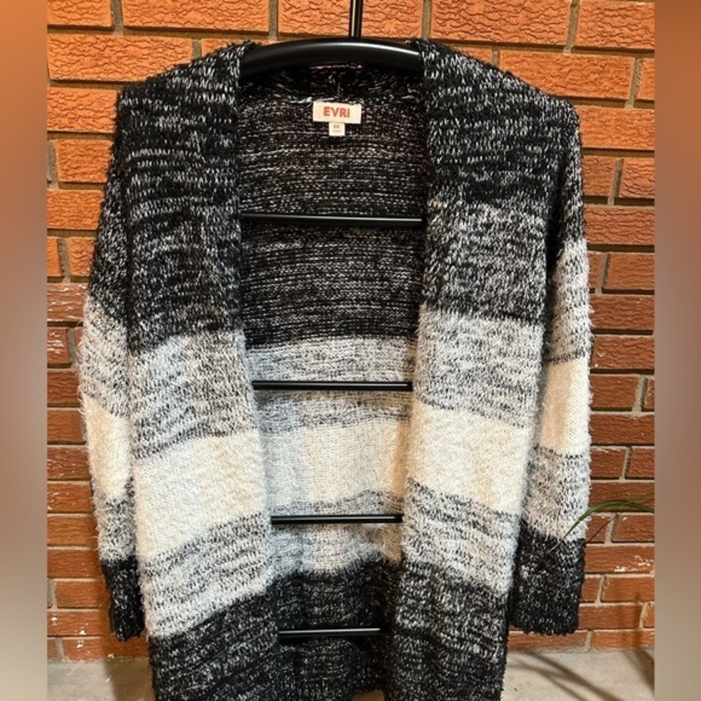 Cozy black grey and white sweater